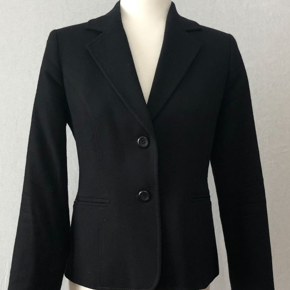 Pendleton Black Two Button 100% Wool Jacket Size 6 - image 1